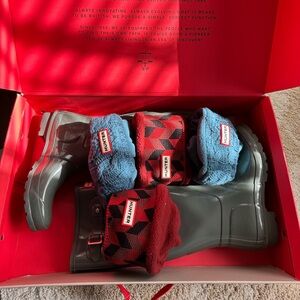 HUNTER Original Tall Gloss Boot WMN - Graphite Grey - UK 6 / US 8 - WITH 2 SOCKS